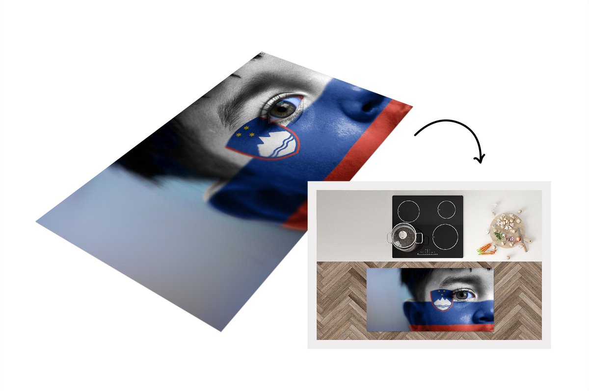 KitchenYeah Keukenloper - Loper keuken - Vlag van Slovenië - 120x60 cm - Keukenloper vinyl Multicolor
