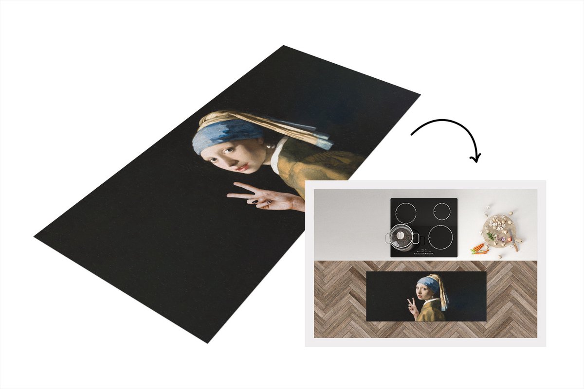 KitchenYeah Keukenloper - Loper keuken - Meisje met de parel - Johannes Vermeer - Oude meesters - 120x50 cm - Keukenloper vinyl Multicolor