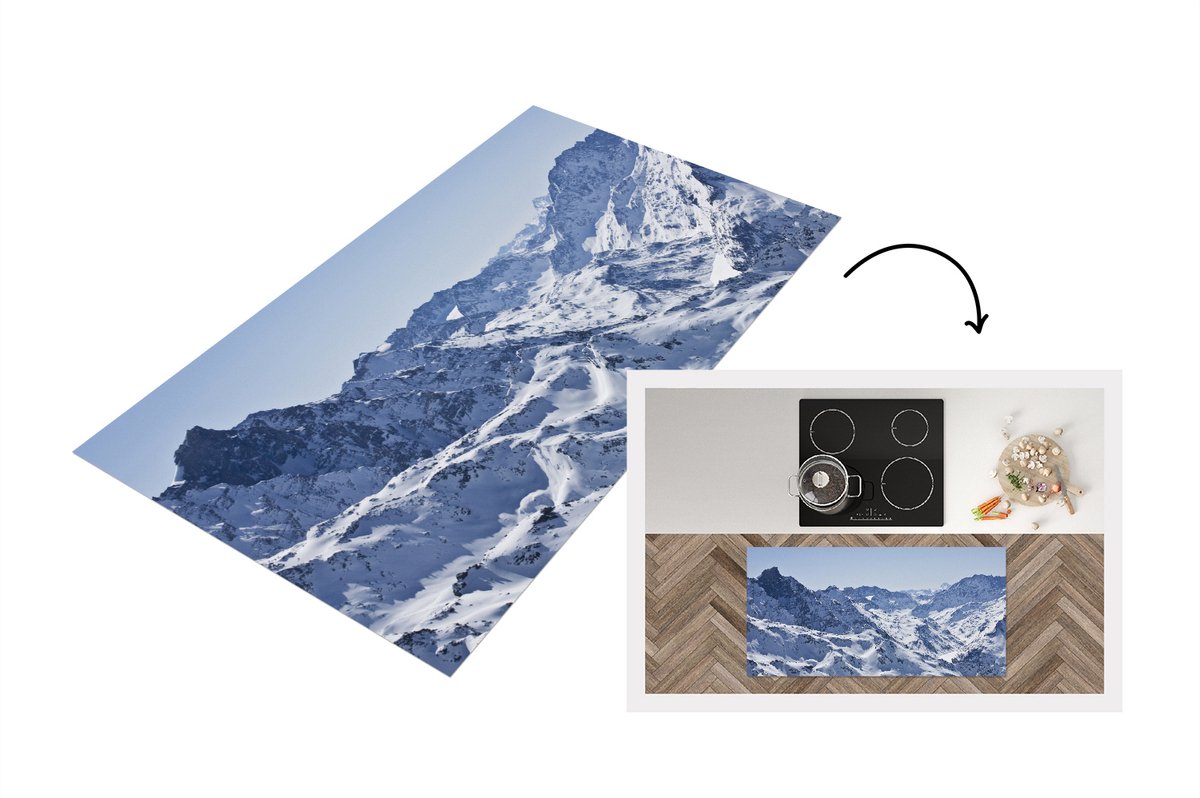 KitchenYeah Keukenloper - Loper keuken - Alpen - Berg - Sneeuw - 120x60 cm - Keukenloper vinyl Multicolor