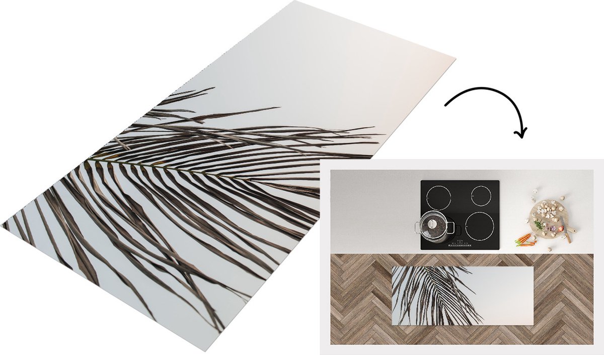 KitchenYeah Keukenloper - Loper keuken - Palmboom - Blad - Groen - 120x50 cm - Keukenloper vinyl Multicolor