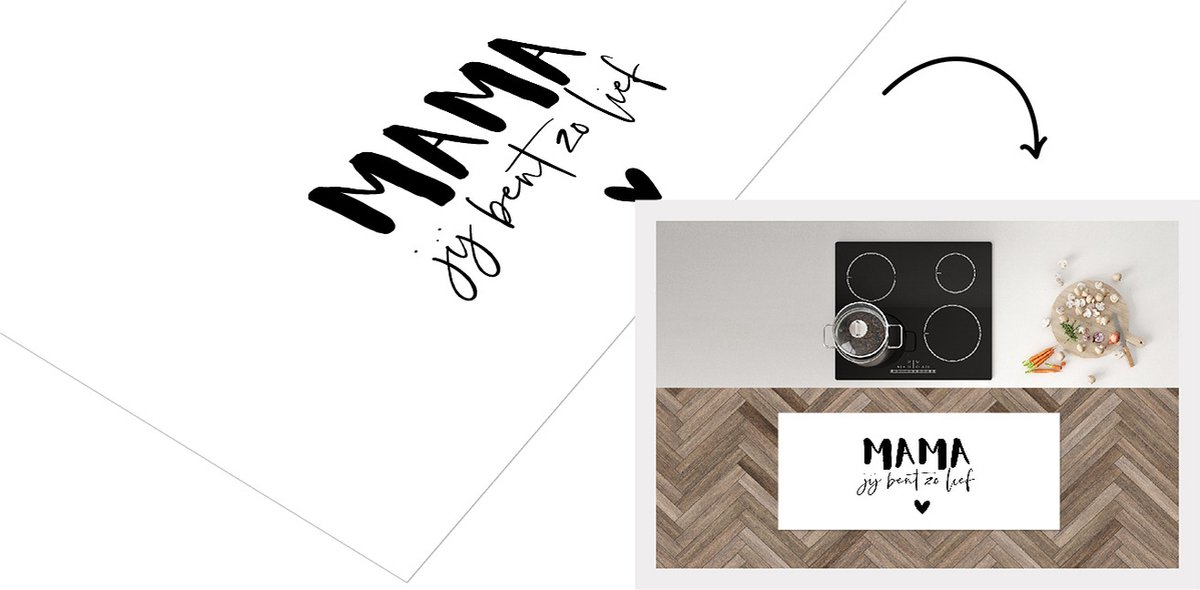 KitchenYeah Keukenloper - Loper keuken - Spreuken - Mama jij bent zo lief - Moeder - Quotes - 120x50 cm - Keukenloper vinyl Multicolor