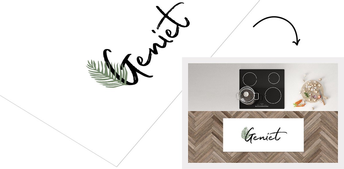 KitchenYeah Keukenloper - Loper keuken - Geniet - Quotes - Spreuken - 120x50 cm - Keukenloper vinyl Multicolor