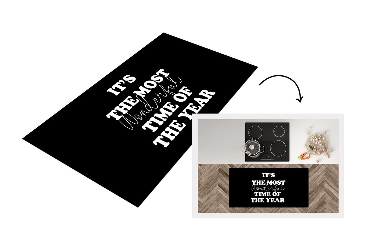 KitchenYeah Keukenloper - Loper keuken - Kerst - Quotes - It's the most wonderful time of the year - Spreuken - 120x60 cm - Keukenloper vinyl Multicolor