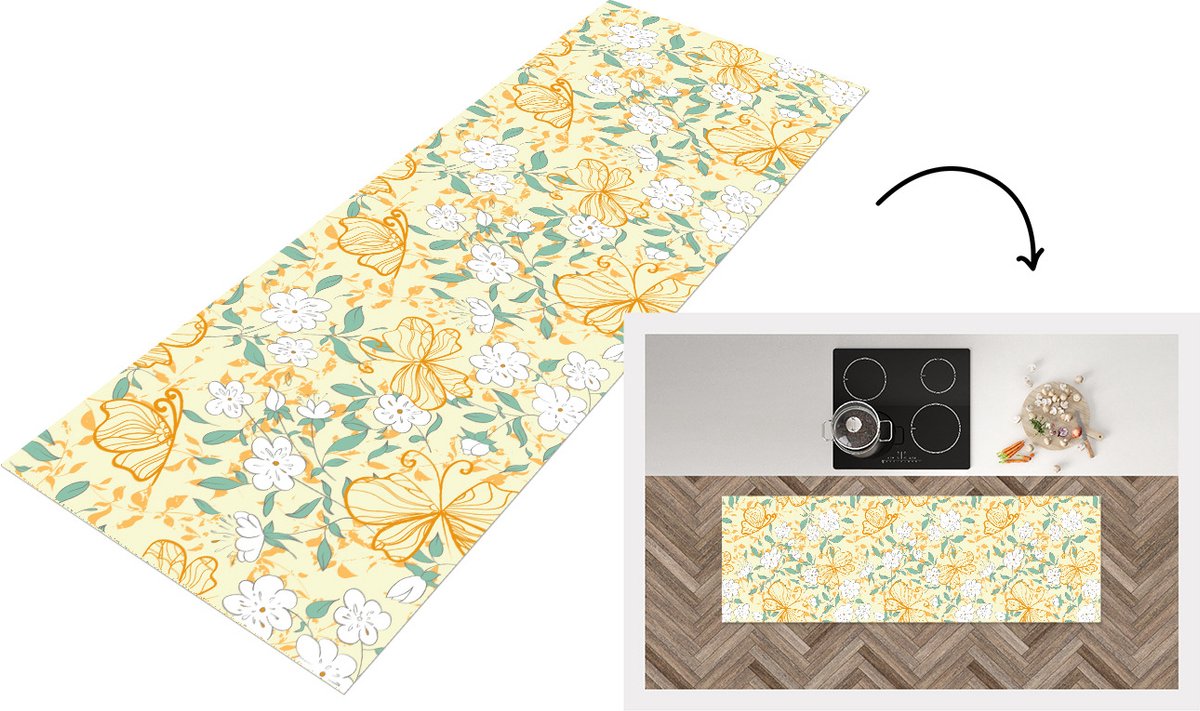 KitchenYeah Keukenloper - Loper keuken - Bloemen - Zomer - Patronen - Keukenloper vinyl Multicolor