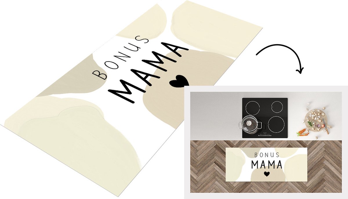 KitchenYeah Keukenloper - Loper keuken - Spreuken - Mama - Bonus mama - Quotes - 120x50 cm - Keukenloper vinyl Multicolor