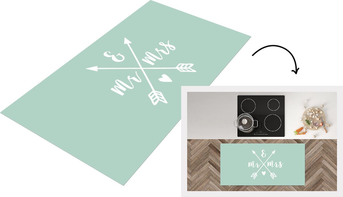 KitchenYeah Keukenloper - Loper keuken - Spreuken - Mr & Mrs - Trouwen - Quotes - 120x60 cm - Keukenloper vinyl Multicolor