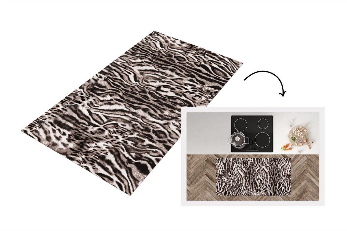 KitchenYeah Keukenloper - Loper keuken - Panterprint - Bruin - Abstract - 120x60 cm - Keukenloper vinyl Multicolor