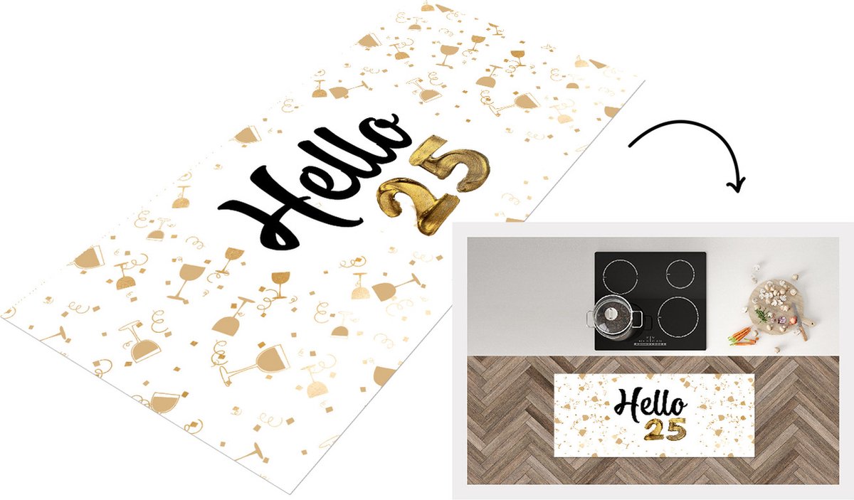 KitchenYeah Keukenloper - Loper keuken - Jubileum - 25 jaar - Feest - 120x50 cm - Keukenloper vinyl Multicolor
