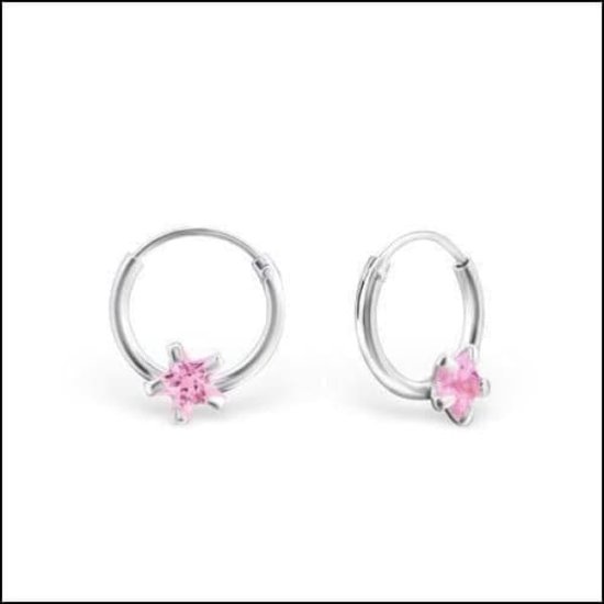 Aramat jewels ® - 925 sterling zilveren kinder oorringen met ster zirkonia roze