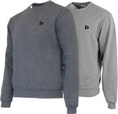 2 Pack Donnay - Fleece sweater ronde hals - Dean - Heren - Maat XXL - Charcoal & Silver-marl (260)