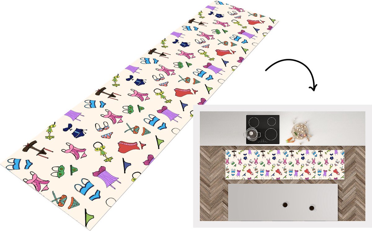KitchenYeah Keukenloper - Loper keuken - Lingerie - Ondergoed - Patroon - Keukenloper vinyl multicolor, foto 2