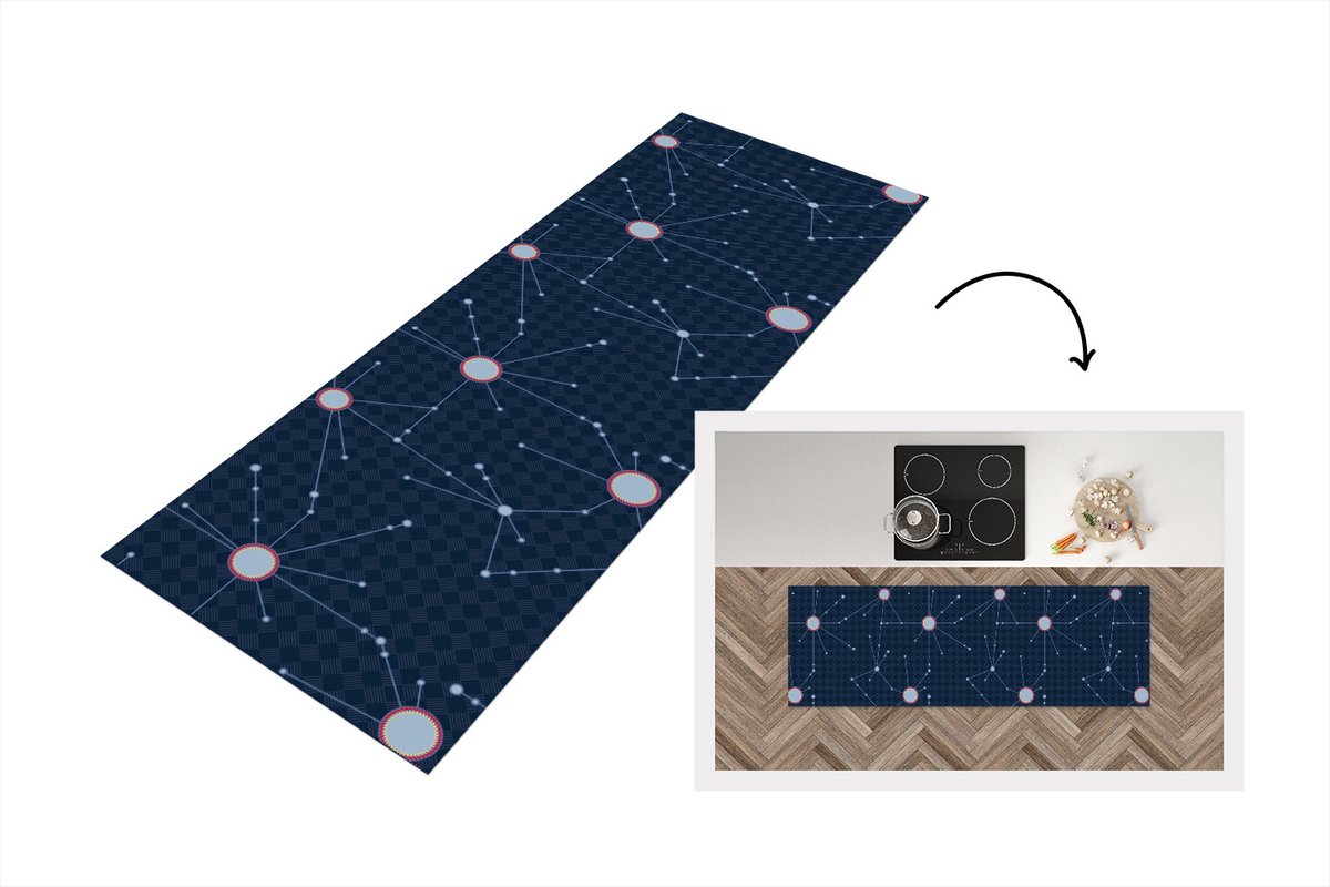 KitchenYeah Keukenloper - Loper keuken - Ruimte - Astronomie - Patronen - 150x50 cm - Keukenloper vinyl Multicolor