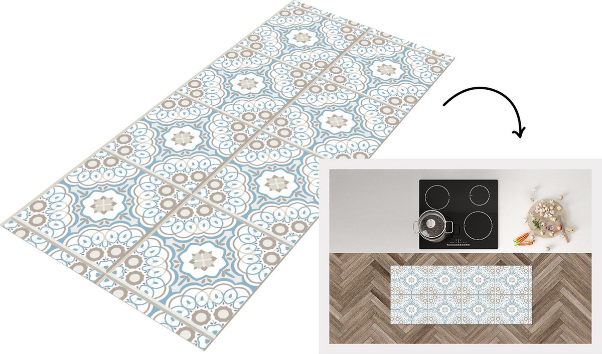 KitchenYeah Keukenloper - Loper keuken - Bloemen - Portugal - Design - 120x50 cm - Keukenloper vinyl Multicolor