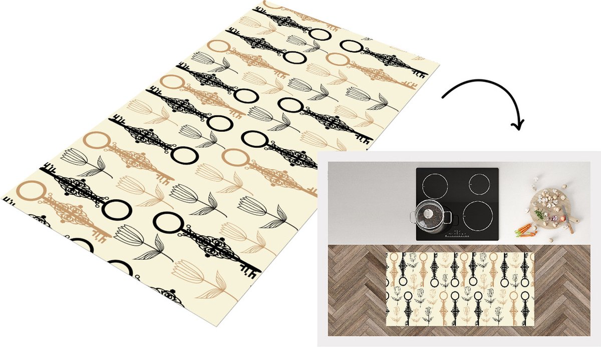 KitchenYeah Keukenloper - Loper keuken - Sleutel - Goud - Bloemen - Patronen - Keukenloper vinyl, foto 7