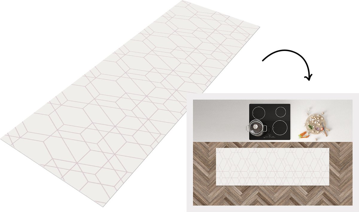 KitchenYeah Keukenloper - Loper keuken - Mozaïek - Design - Geometrie - 150x50 cm - Keukenloper vinyl Multicolor