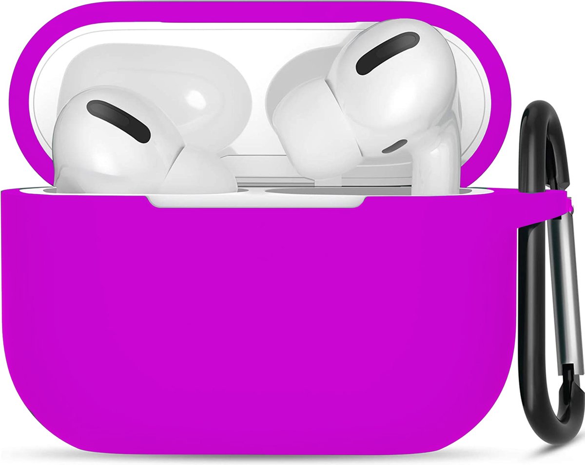 Apple Airpods Pro ultra dunne siliconen cover - extra dunne Apple Airpods siliconen cover met sleutelhanger - Paars