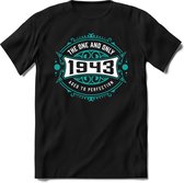 1943 The One And Only | Feest Kado T-Shirt Heren - Dames | Cobalt - Wit | Perfect Verjaardag Cadeau Shirt | Grappige Spreuken - Zinnen - Teksten | Maat 3XL