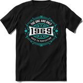 1969 The One And Only | Feest Kado T-Shirt Heren - Dames | Cobalt - Wit | Perfect Verjaardag Cadeau Shirt | Grappige Spreuken - Zinnen - Teksten | Maat XXL