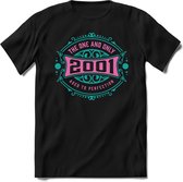2001 The One And Only | Feest Kado T-Shirt Heren - Dames | Cobalt - Licht Roze | Perfect Verjaardag Cadeau Shirt | Grappige Spreuken - Zinnen - Teksten | Maat L