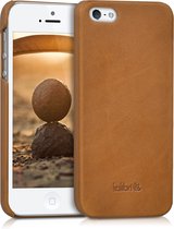 kalibri leren hoesje voor Apple iPhone SE (1.Gen 2016) / 5 / 5S - hardcover beschermhoes - cognac