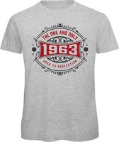 1963 The One And Only | Feest Kado T-Shirt Heren - Dames | Antraciet - Donker Rood | Perfect Verjaardag Cadeau Shirt | Grappige Spreuken - Zinnen - Teksten | Maat XL
