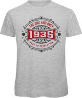 1935 The One And Only | Feest Kado T-Shirt Heren - Dames | Antraciet - Donker Rood | Perfect Verjaardag Cadeau Shirt | Grappige Spreuken - Zinnen - Teksten | Maat XL