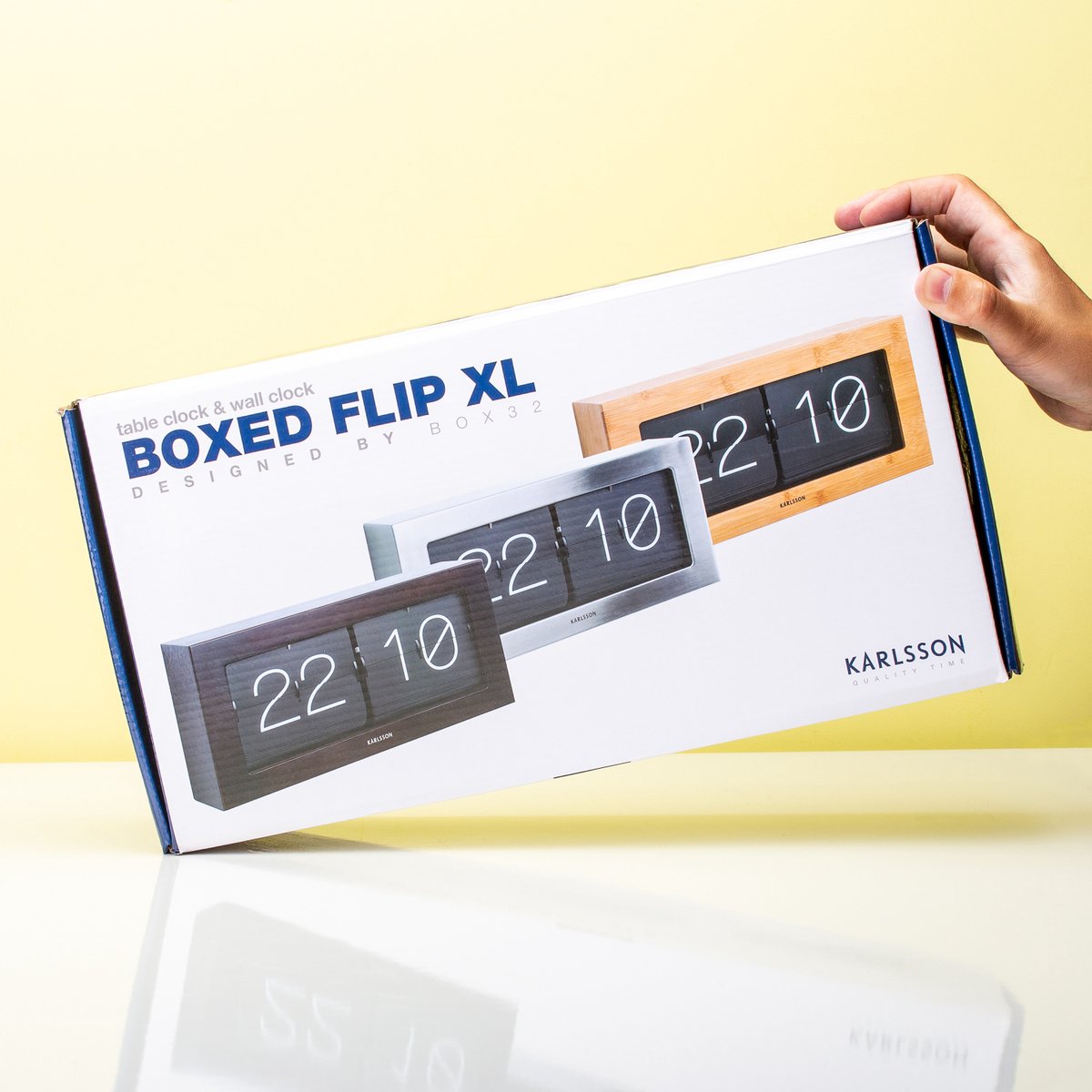 XL Flip Boxed Clock Bamboo