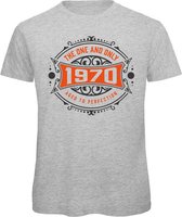 1970 The One And Only | Feest Kado T-Shirt Heren - Dames | Antraciet - Oranje | Perfect Verjaardag Cadeau Shirt | Grappige Spreuken - Zinnen - Teksten | Maat 3XL