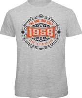 1958 The One And Only | Feest Kado T-Shirt Heren - Dames | Antraciet - Oranje | Perfect Verjaardag Cadeau Shirt | Grappige Spreuken - Zinnen - Teksten | Maat S