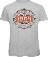 1954 The One And Only | Feest Kado T-Shirt Heren - Dames | Antraciet - Oranje | Perfect Verjaardag Cadeau Shirt | Grappige Spreuken - Zinnen - Teksten | Maat XXL