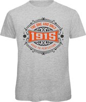 1915 The One And Only | Feest Kado T-Shirt Heren - Dames | Antraciet - Oranje | Perfect Verjaardag Cadeau Shirt | Grappige Spreuken - Zinnen - Teksten | Maat L