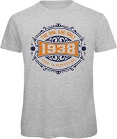 1938 The One And Only | Feest Kado T-Shirt Heren - Dames | Donker Blauw - Goud | Perfect Verjaardag Cadeau Shirt | Grappige Spreuken - Zinnen - Teksten | Maat S
