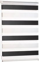 Blumtal Gestreepte Gordijnen - Transparante Rolgordijnen - Kant en Klaar - 70 x 195cm, Wit - Zwart - Set van 1