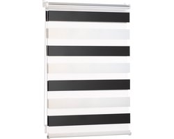 Blumtal Gestreepte Gordijnen - Transparante Rolgordijnen - Kant en Klaar - 70 x 195cm, Wit - Zwart - Set van 1