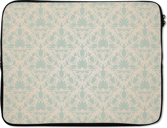 Foto: Laptophoes 15 6 inch damast vintage pastel design laptop sleeve binnenmaat 39 5x29 5 cm zwarte achterkant