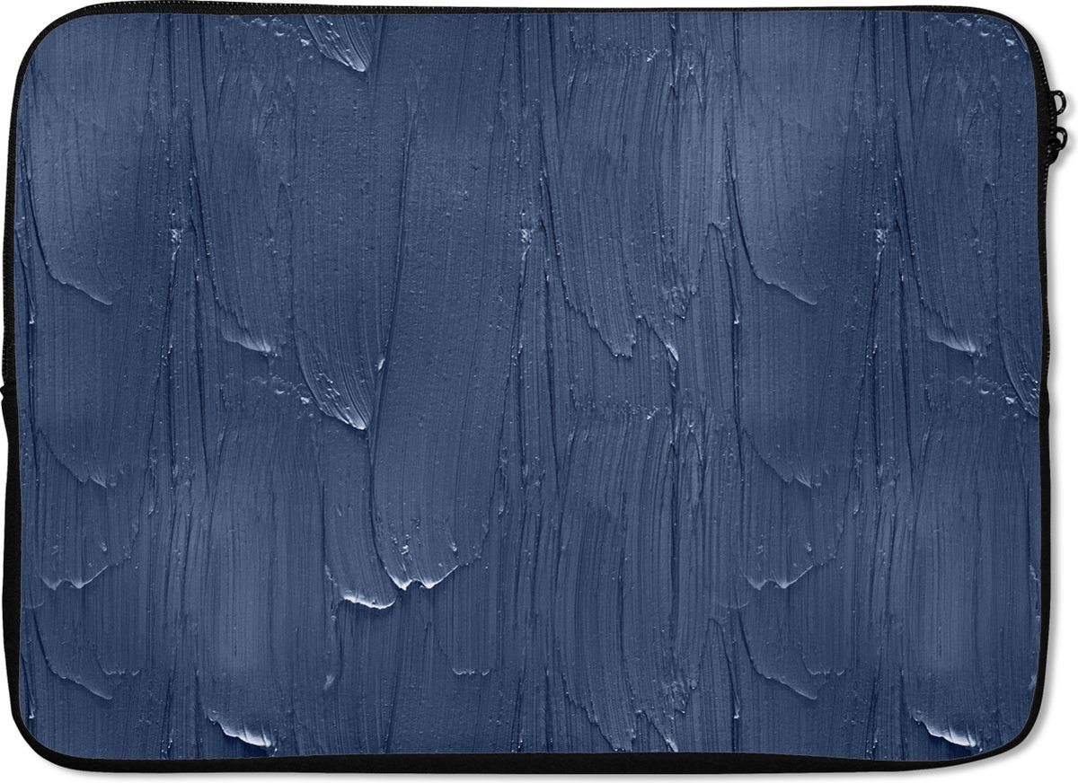 Laptophoes 14 inch - Verf - Patronen - Blauw - Laptop sleeve - Binnenmaat 33x23 cm - Zwarte achterkant