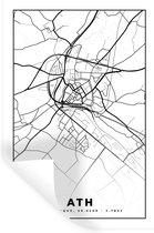 Muurstickers - Sticker Folie - België – Ath – Stadskaart – Kaart – Zwart Wit – Plattegrond - 80x120 cm - Plakfolie - Muurstickers Kinderkamer - Zelfklevend Behang - Zelfklevend behangpapier - Stickerfolie