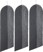 Set van 5x stuks kleding/beschermhoes linnen grijs 130 cm inclusief kledinghangers - Kledingzak met klerenhangers