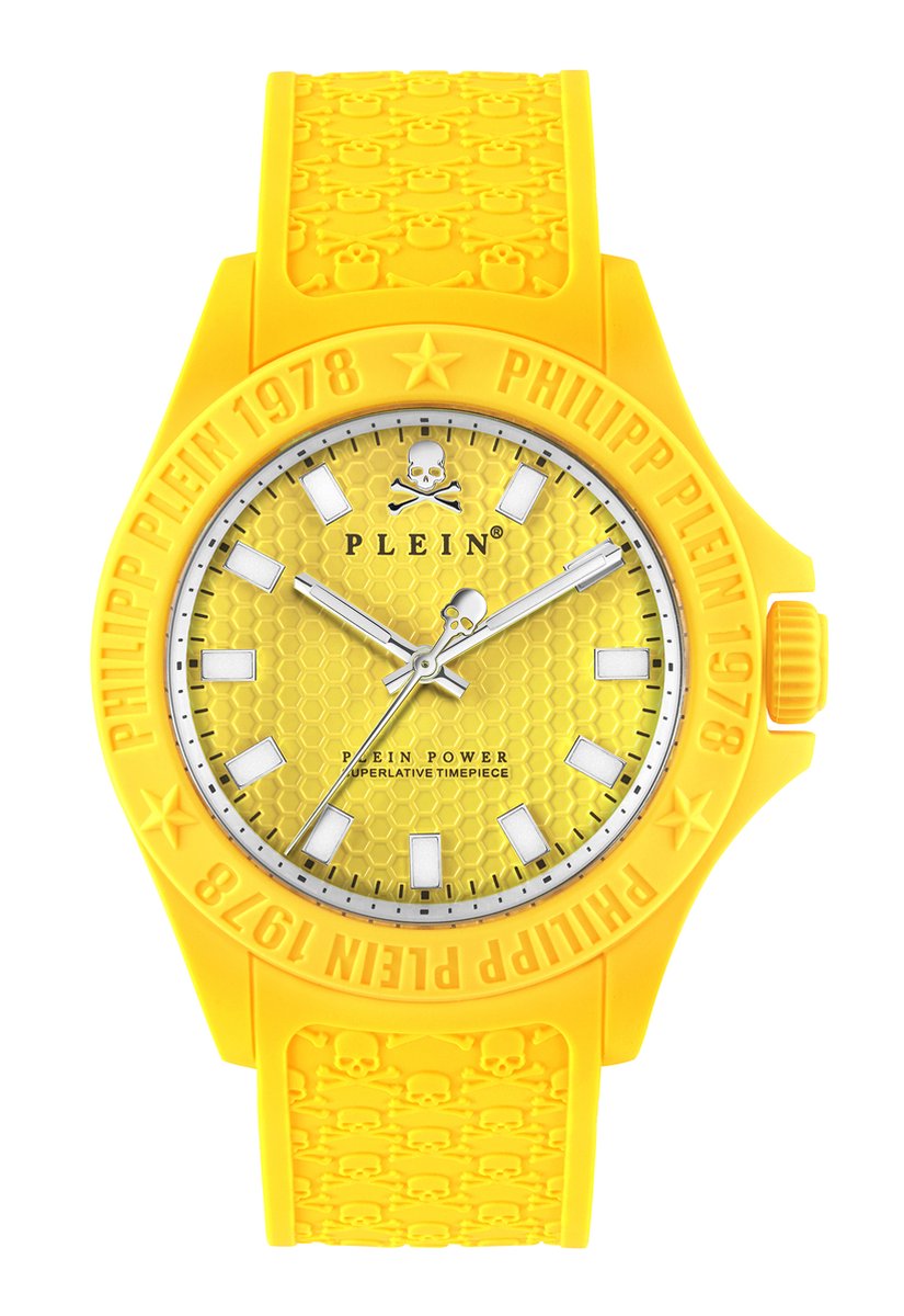 Philipp Plein Plein Power PWKAA1021 Horloge - Siliconen - Geel - Ø 43 mm