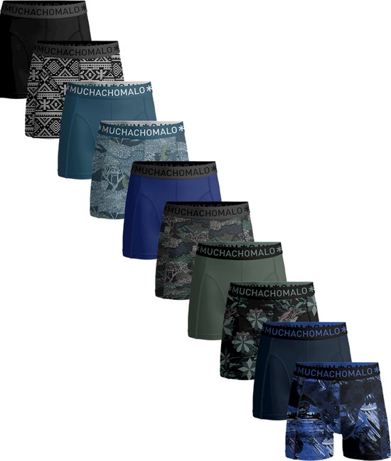 Muchachomalo - 10-pack onderbroeken heren - Print en effen kleuren - Elastisch katoen - Zachte waistband