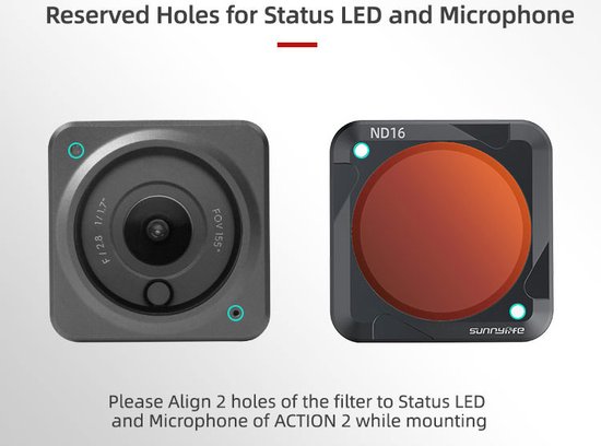 50CAL Actioncam Camera Lens Filter geschikt voor DJI Action 2 - Roze - geschikt om mee te duiken en te snorkelen - 50CAL