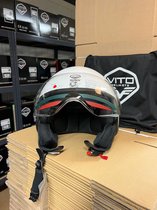 Vito Loreto Jethelm - Motorhelm & Scooterhelm - Glans Wit - Maat M