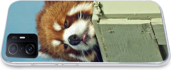 Coque Xiaomi 11T Pro - Panda - Bois - Rouge - Coque de téléphone en Siliconen