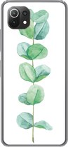 Geschikt voor Xiaomi Mi 11 Lite hoesje - Waterverf - Eucalyptus - Plant - Siliconen Telefoonhoesje