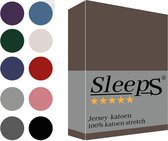 Sleeps Jersey Hoeslaken - Deep Taupe Tweepersoons 140x200/220 cm - 100% Katoen - Hoge Hoek - Heerlijk Zacht Gebreid - - Strijkvrij - Rondom elastiek - Stretch -