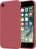 ShieldCase geschikt voor Apple iPhone SE 2022 vierkante silicone case - donkerrood - Siliconen hoesje - Shockproof case hoesje - Backcover case - Bescherming