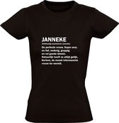 Janneke woordenboek | Dames T-shirt | Janneke | Verjaardagshirt | Naam |Cadeau | Zwart