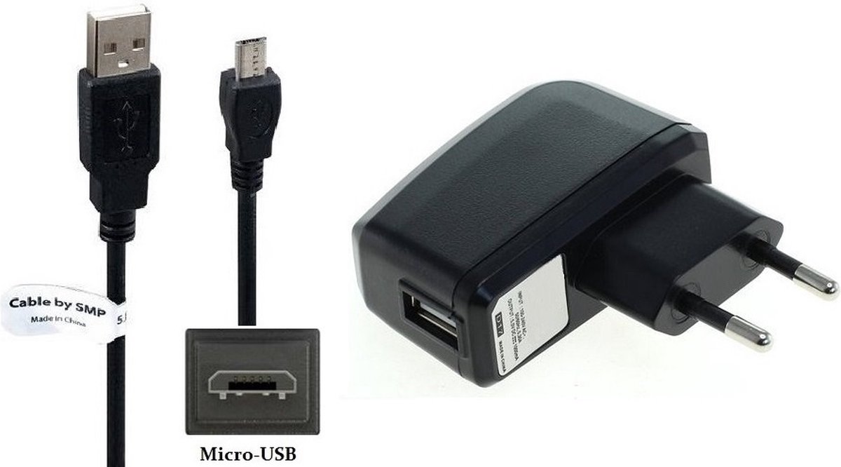 Buik Dominant Oceanië 1.0A lader + 1,2m Micro USB kabel. Oplader adapter met robuust snoer past  op o.a. JBL... | bol.com