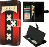 HB Hoesje Geschikt voor Samsung Galaxy S7 Edge met Print - Portemonnee Book Case - Kaarthouder & Magneetlipje - Amsterdam