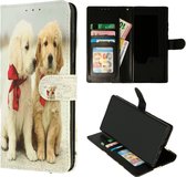 HB Hoesje Geschikt voor Samsung Galaxy A8 2018 met Print - Portemonnee Book Case - Kaarthouder & Magneetlipje - Honden